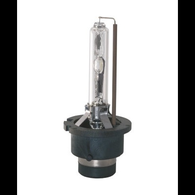 Lâmpada de halogéneo com base preta e bulbo de vidro