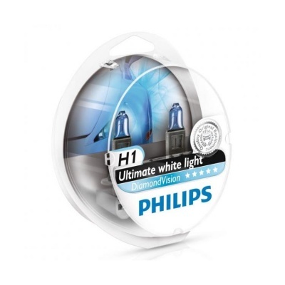 Lâmpadas automotivas Philips H1 Ultimate white light DiamondVision em embalagem plástica transparente