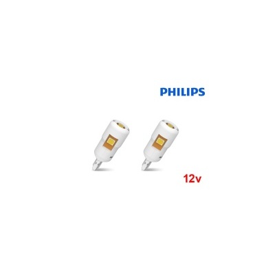 Dois LEDs brancos Philips 12v em fundo branco