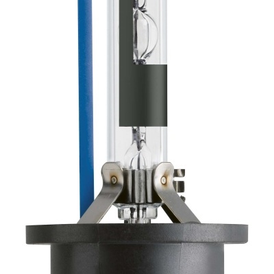 Lâmpada automóvel de descarga com base preta e tubo de vidro transparente