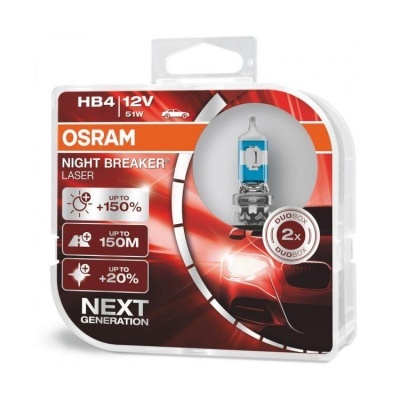 Lâmpada automóvel Osram Night Breaker Laser HB4 12V 51W em embalagem