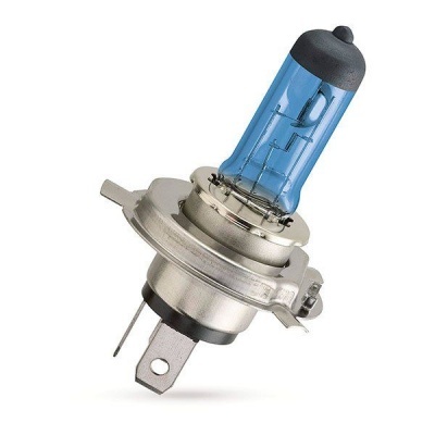 Lâmpada halogénea azul para farol de automóvel com base metálica prateada