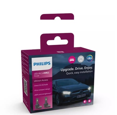 Caixa de lâmpadas LED para carro PHILIPS com imagem de um carro preto