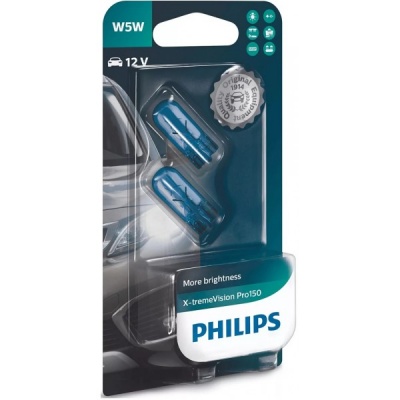Pack de lâmpadas automóveis Philips W5W 12V azul em embalagem