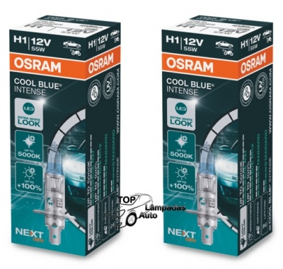 Embalagens de lâmpadas automotivas OSRAM H1 12V 55W COOL BLUE INTENSE