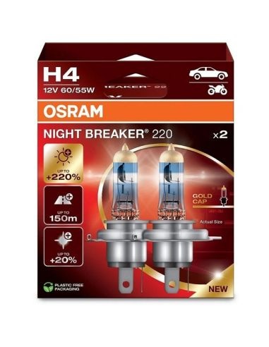 Lâmpadas automóveis OSRAM H4 Night Breaker 220 em embalagem
