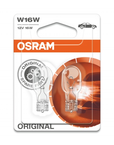 Embalagem com duas lâmpadas para carro OSRAM W16W 12V 16W