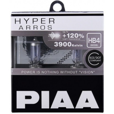 Embalagem de lâmpadas automotivas PIAA Hyper Arros HB4 com duas lâmpadas visíveis