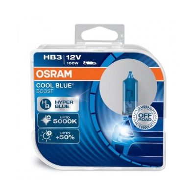 Embalagem lâmpada automóvel OSRAM HB3 12V 100W COOL BLUE BOOST azul e laranja