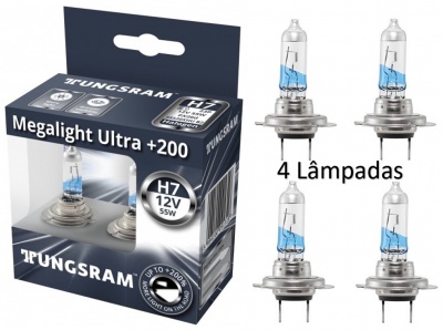 Pack de 4 lâmpadas automóveis Tungsram Megalight Ultra +200 H7 12V 55W