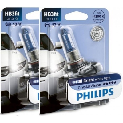 Embalagens de lâmpadas automóveis Philips HB3fit 12 V com luz branca brilhante CrystalVision