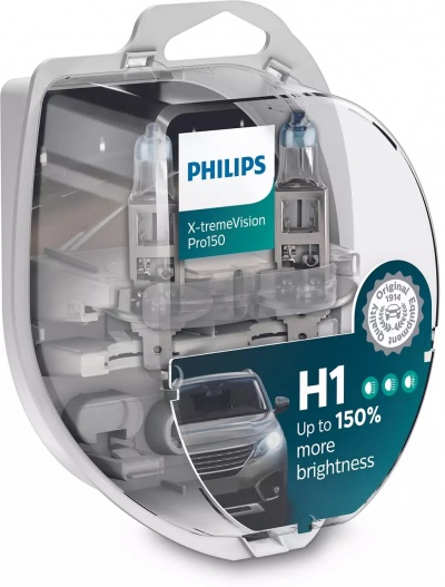 Embalagem plástica com duas lâmpadas automotivas PHILIPS X-tremeVision Pro150 H1