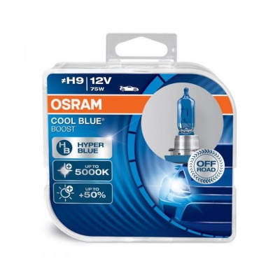Embalagem de lâmpada automóvel Osram Cool Blue Boost H9 12V 75W com vidro azul