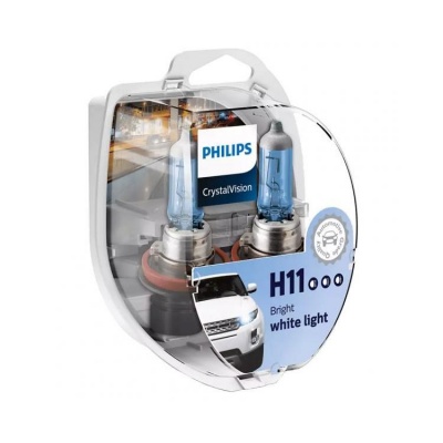 Pack de lâmpadas automóveis Philips CrystalVision H11 com vidro azul e base metálica