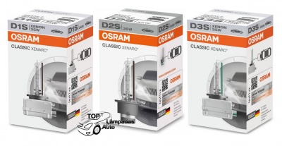 Embalagens de lâmpadas Osram Classic Xenarc D1S, D2S e D3S
