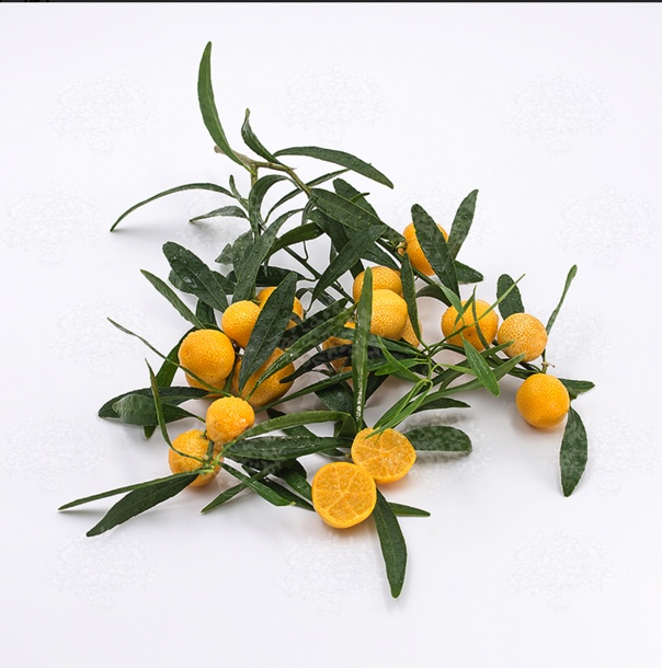 EREMORANGE Ramo artificial com frutos amarelos e folhas verdes