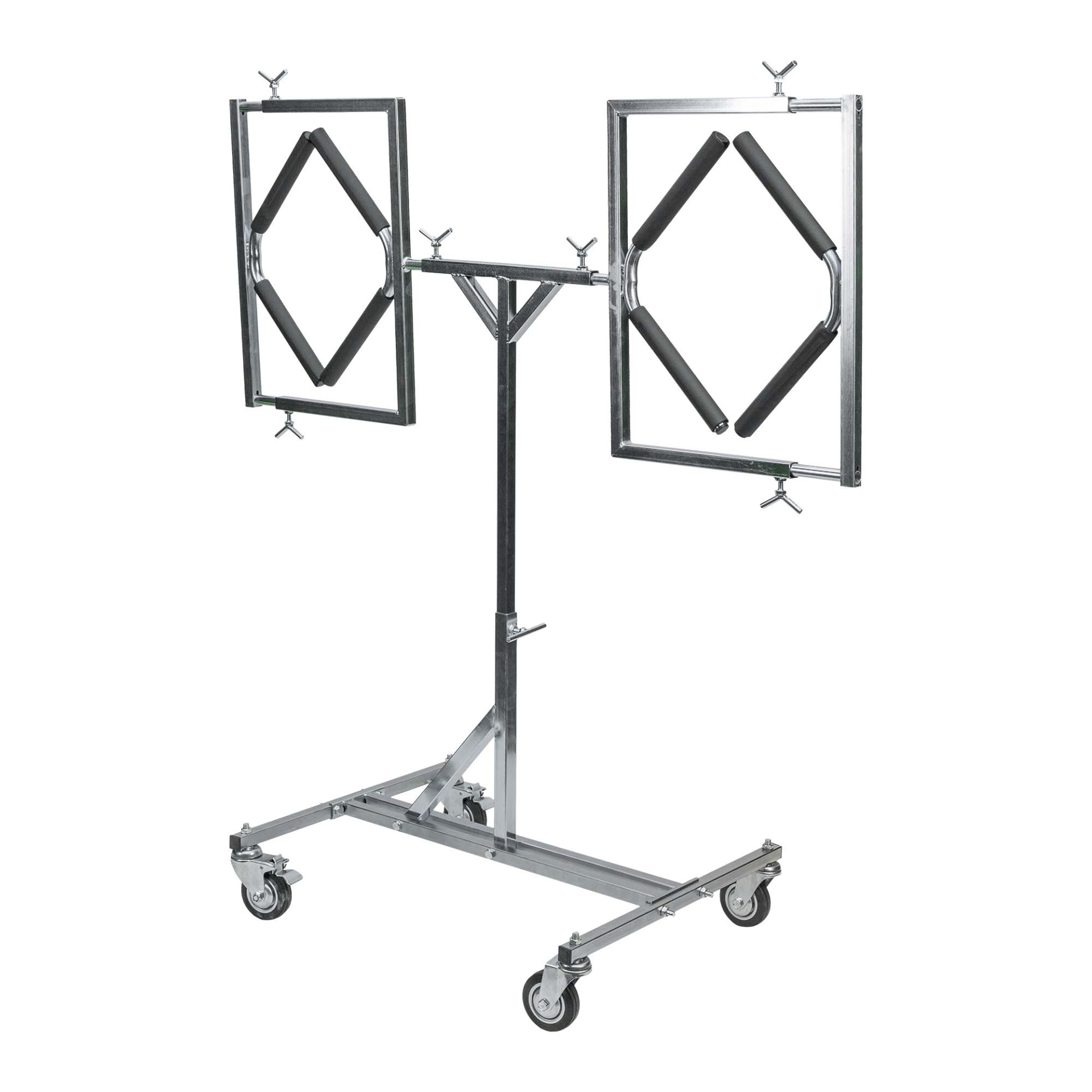 🎨 SUPORTE MÓVEL PARA PINTURA DE JANTES | JBM 54959 Suporte metálico com rodas e molduras com apoios de espuma preta