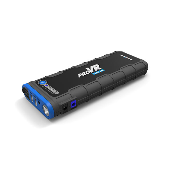 ARRANCADOR BOOSTER MINIBATT PRO VR - 20.000 mAh PROVR Banco de energia portátil preto e azul PRoVR com portas USB e lanterna