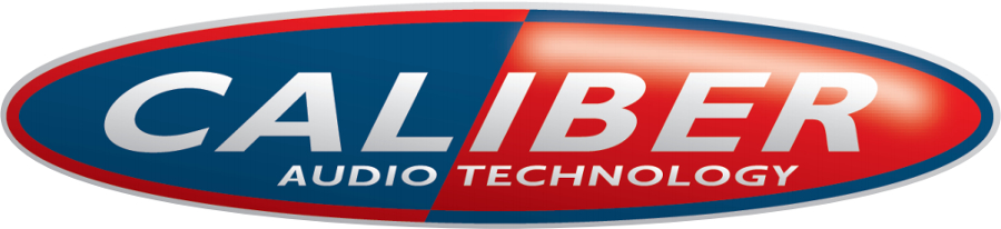 Logótipo Caliber Audio Technology azul e vermelho