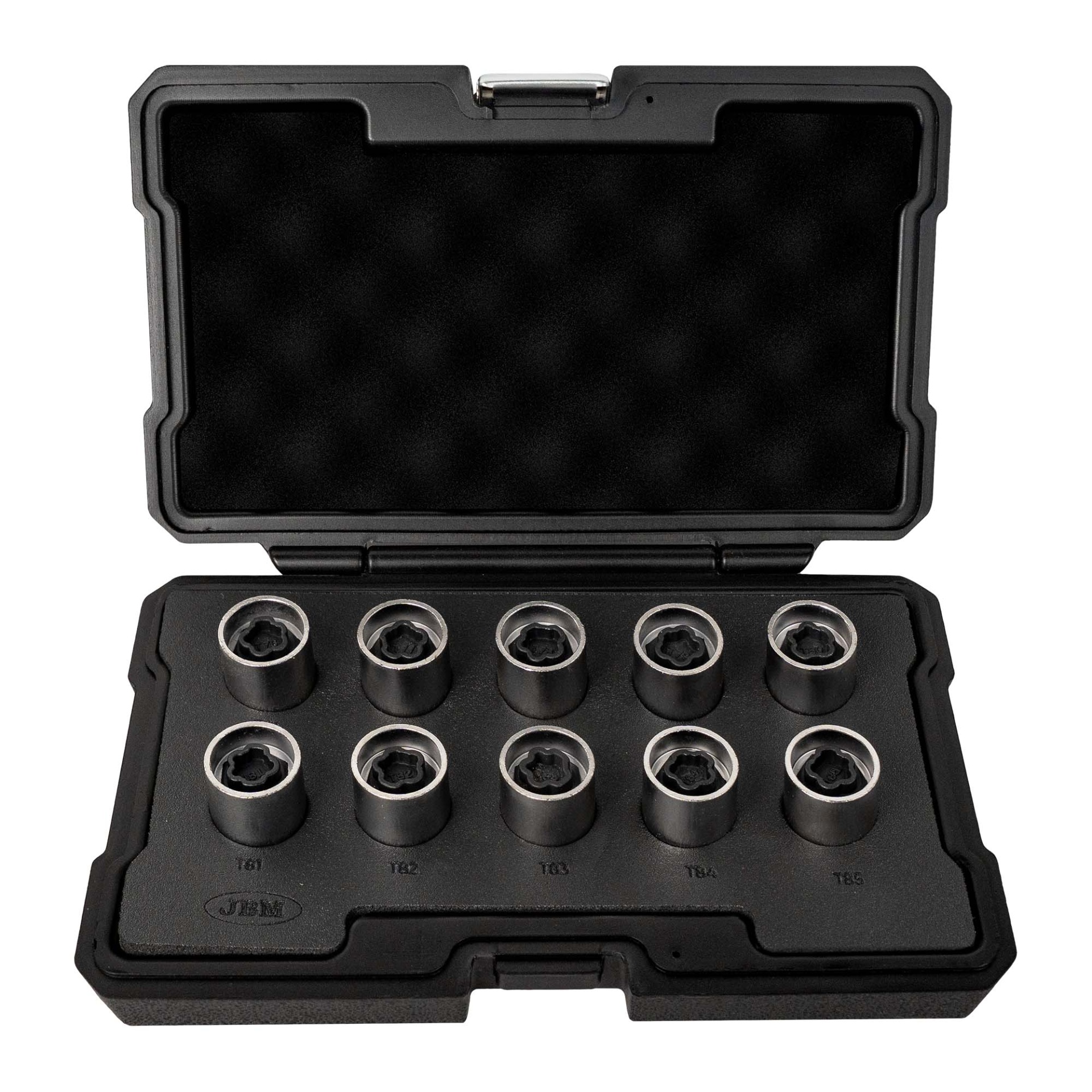🔑 KIT DE CHAVES DE CAIXA PARA PERNOS DE SEGURANÇA TESLA (10 PEÇAS) | JBM 54822 Conjunto de soquetes antimroubo em caixa preta