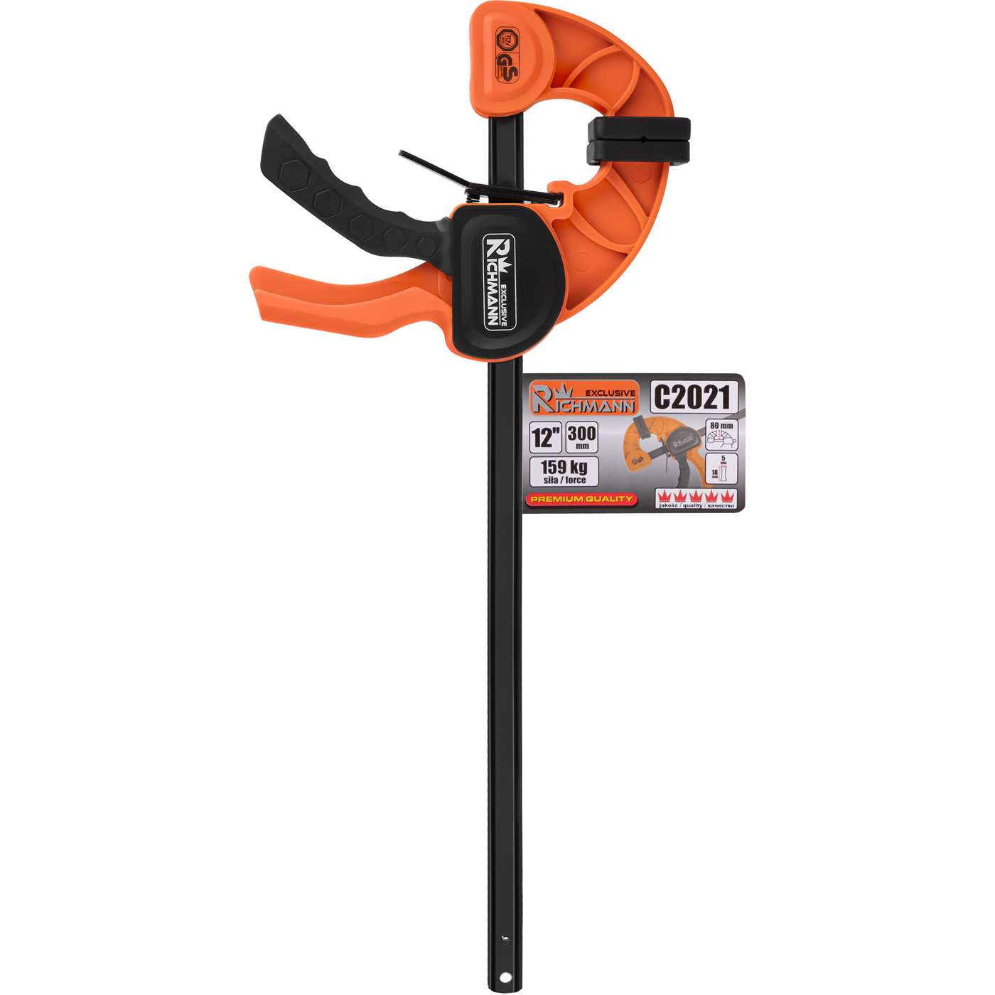 GRAMPO DE APERTO RÁPIDO 300mm | C2021 Sargento de aperto rápido laranja e preto Robusto C2021 com etiqueta