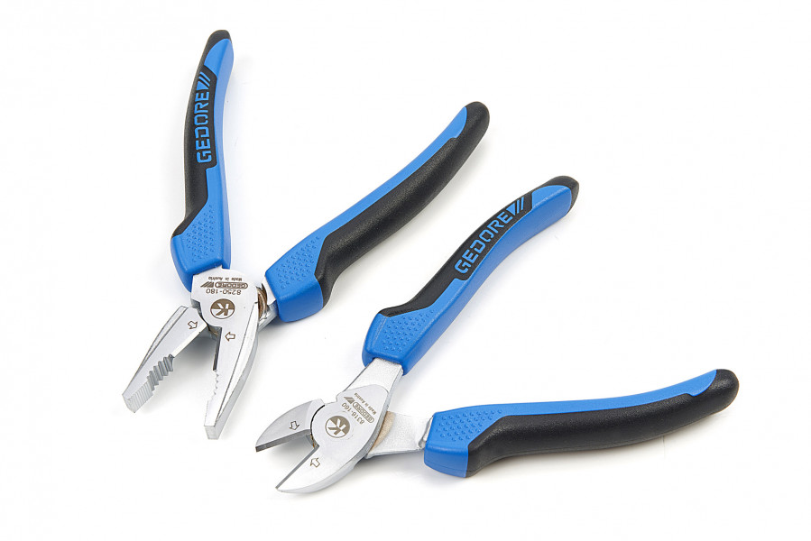 Conjunto de alicate e cortador GEODREW com cabos em borracha azul e preta