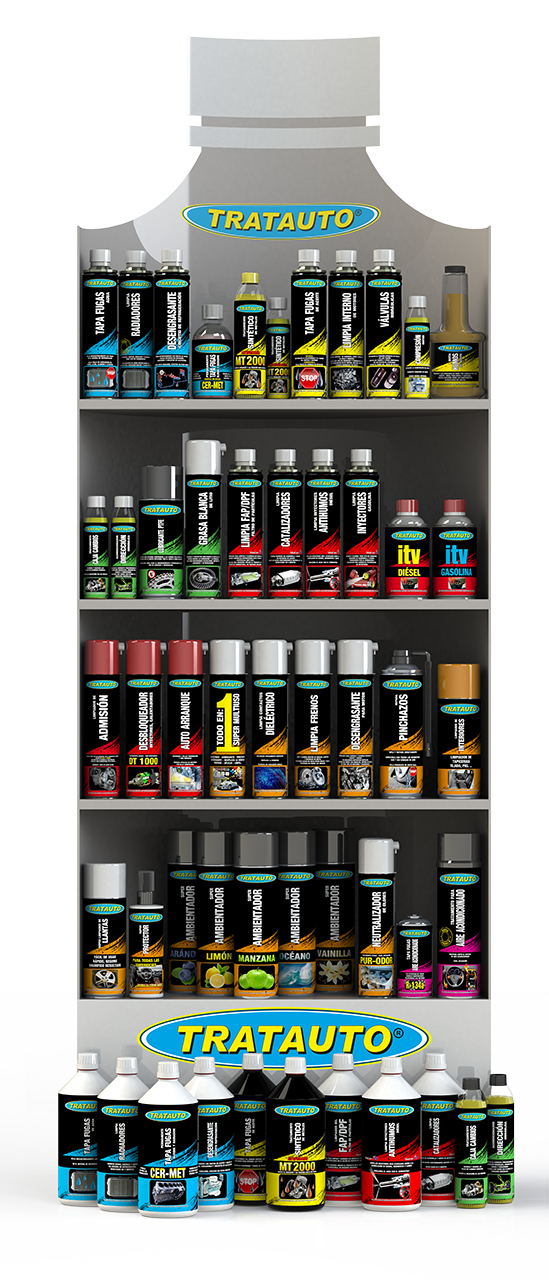 Expositor de produtos de automóveis TRATAUTO diversos