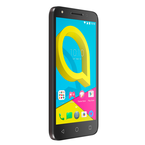 Alcatel U5 5044D 4G Livre Preto/Cinza ALC20U54GLNG Smartphone preto com ecrã colorido mostrando hora 10:10 e data SAT, MAY 23