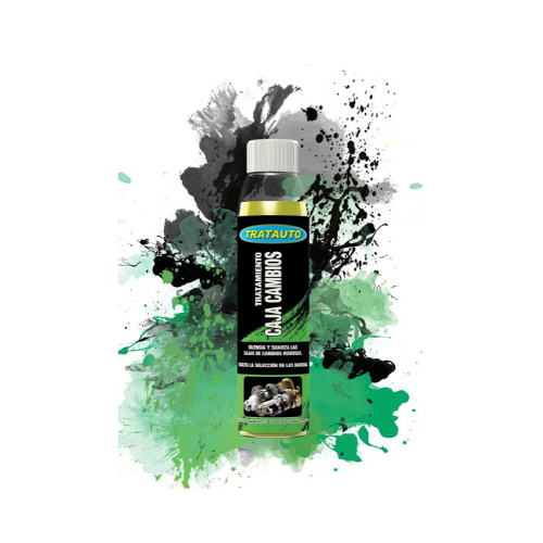 Frasco de tratamento para caixa de câmbios TRATAUTO com rótulo colorido