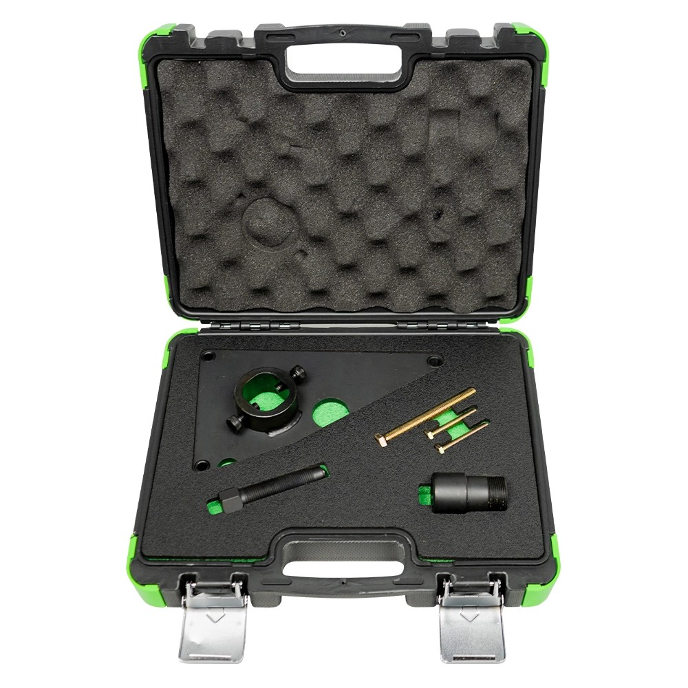 KIT DE EXTRAÇÃO PARA PINHÃO OU POLI DA ALTA PRESSÃO HYUNDAI E KIA | 54226 Estojo aberto com peças mecânicas organizadas em espuma moldada