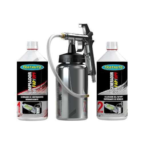 Conjunto de limpeza automóvel com dois recipientes e pulverizador