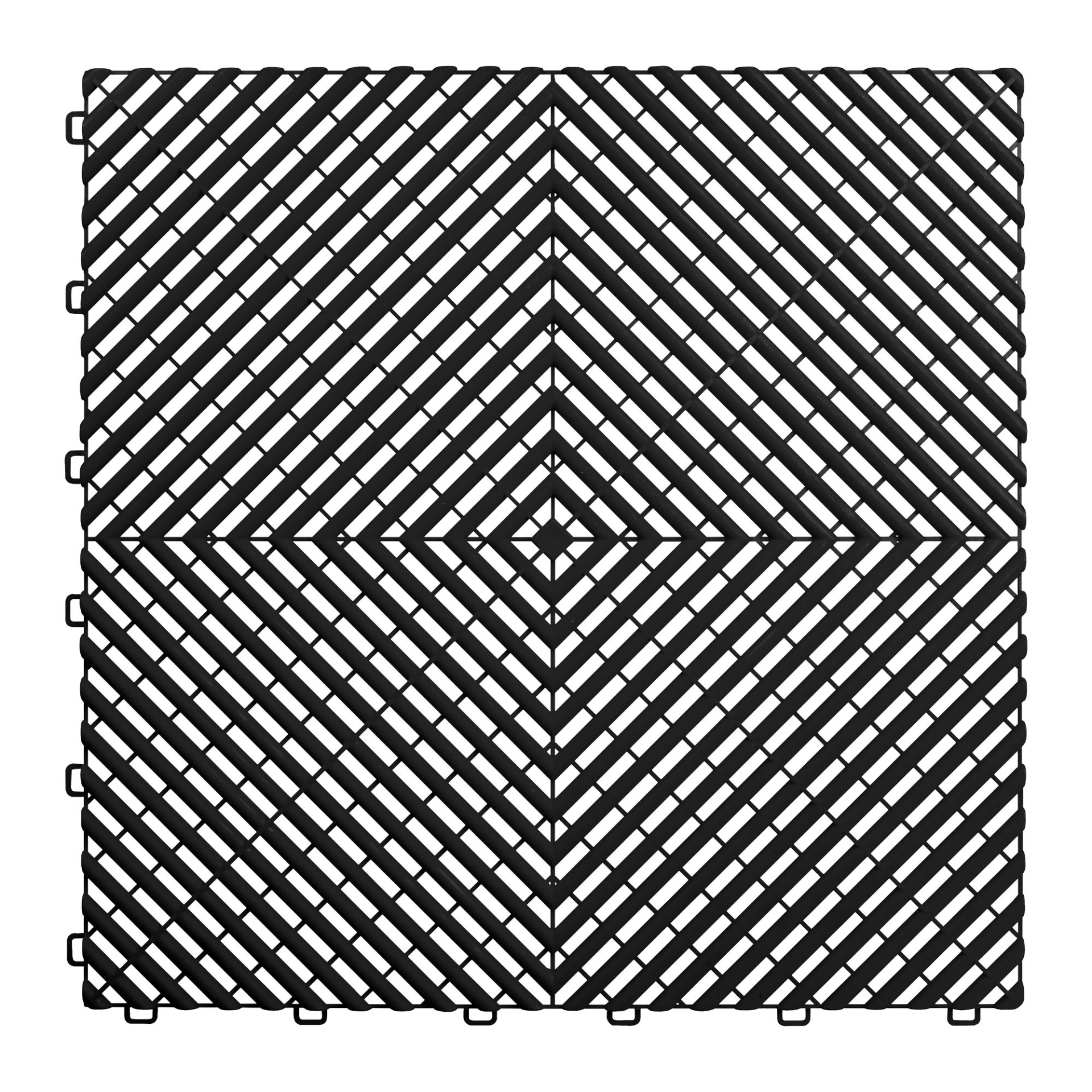 Piso perfurado em PP preto | 54906 Tapete modular quadrado plástico preto padrão losango