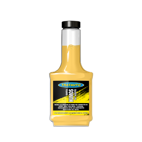 Frasco amarelo de plástico com rótulo preto para eliminar cheiros de fumo