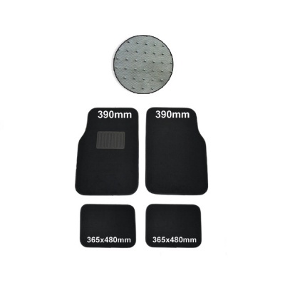 Conjunto de tapetes de carro pretos com medidas impressas e reforço antiderrapante