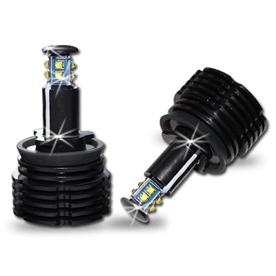 Par de lâmpadas LED automóveis preto com dissipador e LEDs azuis