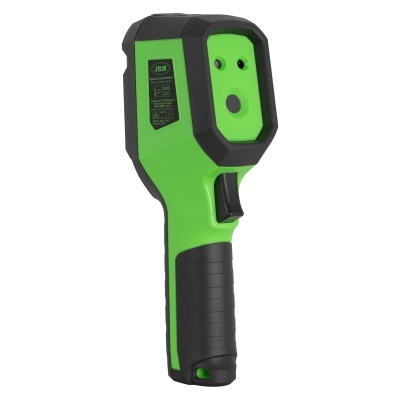 Dispositivo eletrônico verde e preto com visor e alça antiderrapante