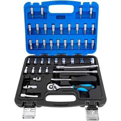 Conjunto de chaves de soquete em estojo azul e preto