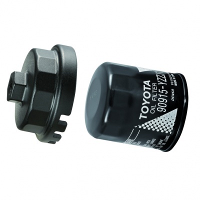 Filtro de óleo Toyota preto com tampa metálica preta
