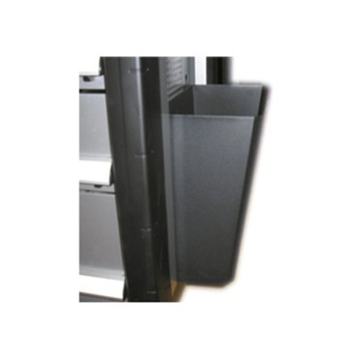 Recipiente de lixo preto retangular em móvel metálico