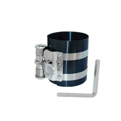 Abraçadeira de metal preta com parafuso ajustável e chave hexagonal prateada