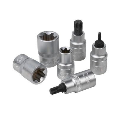 Conjunto de soquetes de metal prateado com pontas pretas