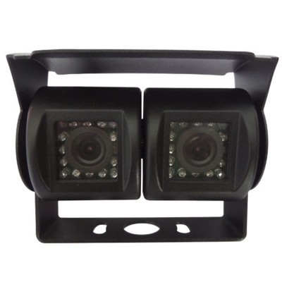 Câmara de vigilância dupla preta com LEDs invisíveis