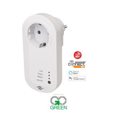 Tomada elétrica inteligente branca com indicadores e botões