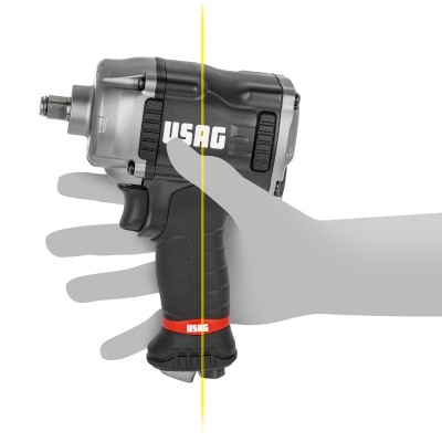 Chave de impacto pneumática preta e cinzenta com marca USAG