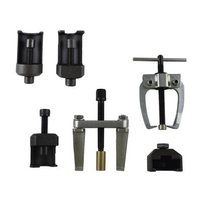 Conjunto de ferramentas de extração metálicas e plásticas em fundo branco