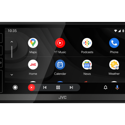 Sistema multimédia automóvel JVC com ecrã tátil e interface Android Auto