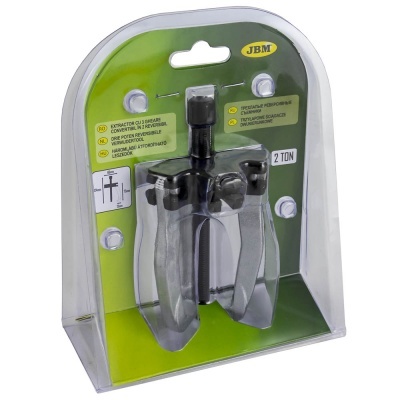 extrator metálico 3 braços em embalagem blister verde com texto e marca JBM