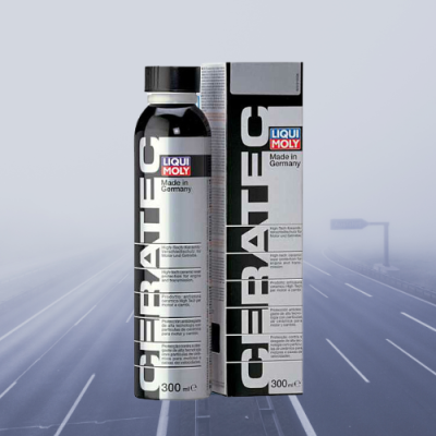 Frasco e caixa do produto CHERATEC Liqui Moly de 300 ml, com design preto e branco