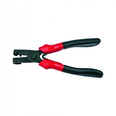 Alicate em metal preto com cabos emborrachados preto e vermelho