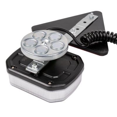 Luz LED para veículos com base triangular e cabo espiral preto